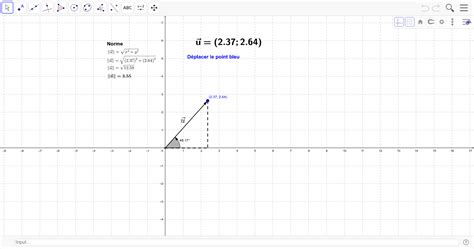 Norme Et Angle Dorientation Dun Vecteur Geogebra