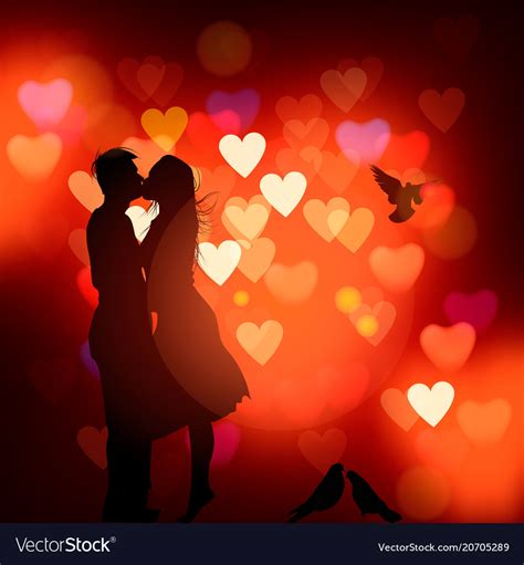 silhouette a couple in love kissing against a vector image