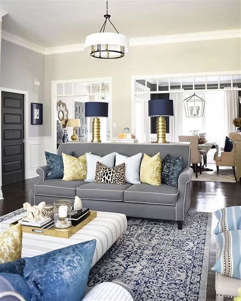 20 Blue And Gold Living Room Decor Decoomo