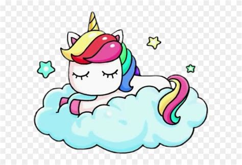 Download Unicorn Sleep Cloud Rainbow Kawaii Draw So Cute Unicorn On A Cloud Clipart