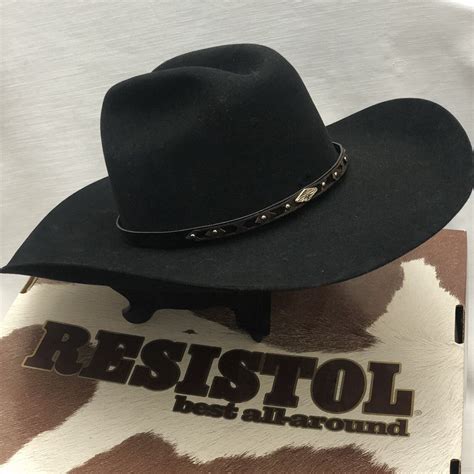 Black Resistol Cowboy Hat 4x Beaver 7 18 Qualifier Self Conforming