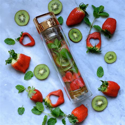 Strawberry Kiwi And Mint Detox Water By Alphafoodie Drop Bottle
