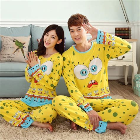 Buy New Autumn Cartoon Lovers Cute Women Men Couple Long Sleeve Pajama Sets