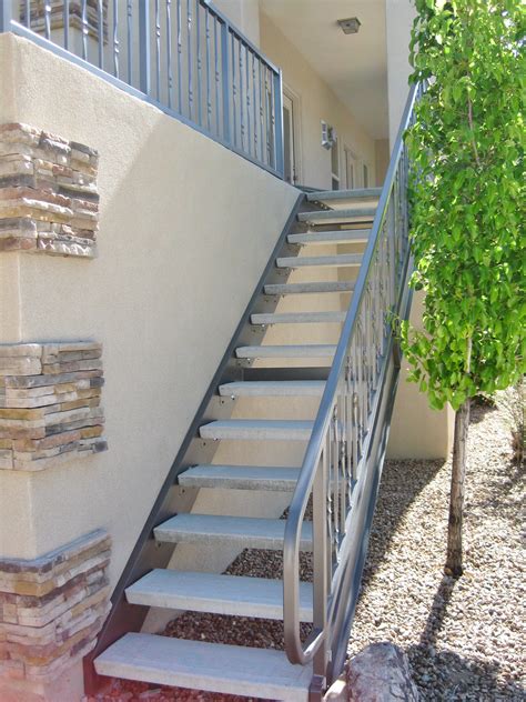 Residential Exterior Stairs With Steel Stair And Balcony Railing