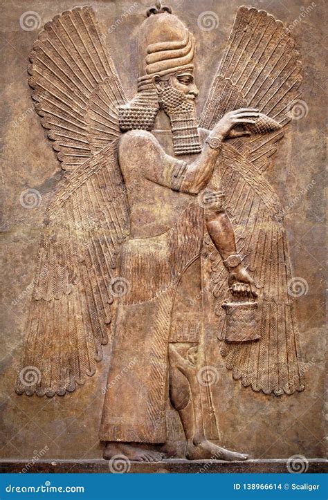 Assyrian Wall Relief Of Winged Genius Stock Photo Image Of Carved My