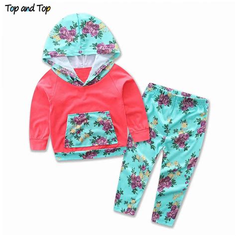 Top And Top Fashion Cute Cotton Baby Girl Outfits Long Sleeve Hoodie