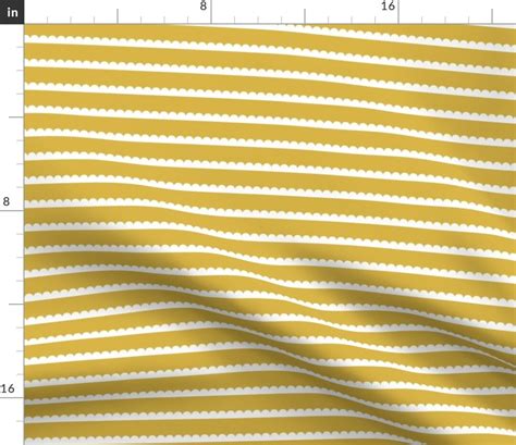 Geometric Yellow Stripe Fabric Mustard Scallops By Mrshervi Etsy