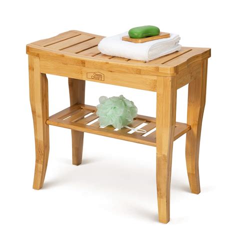 Buy Oasiscraft Bamboo Shower Bench And Chair With Free Soap Dish 19 Waterproof Bamboo Shower