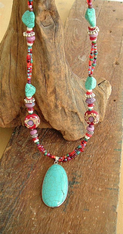 Chunky Boho Necklace Southwest Necklace Bohemian Jewelry Etsy