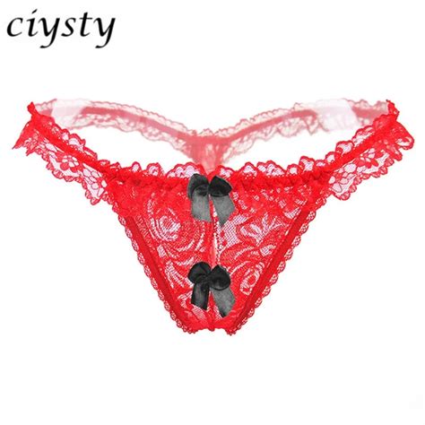 Ciysty New Arrival Lace Bow Womens Thongs And G Strings Sexy Tangas Women Sexy Panties Female