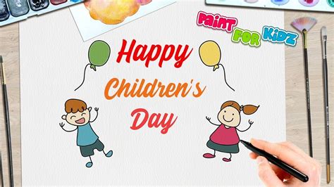 Happy Childrens Day Drawing Simple And Easy Paint For Kidz Youtube