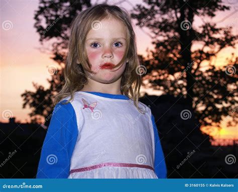 Kid With Lipstick Stock Image Image Of People Girls 3160155