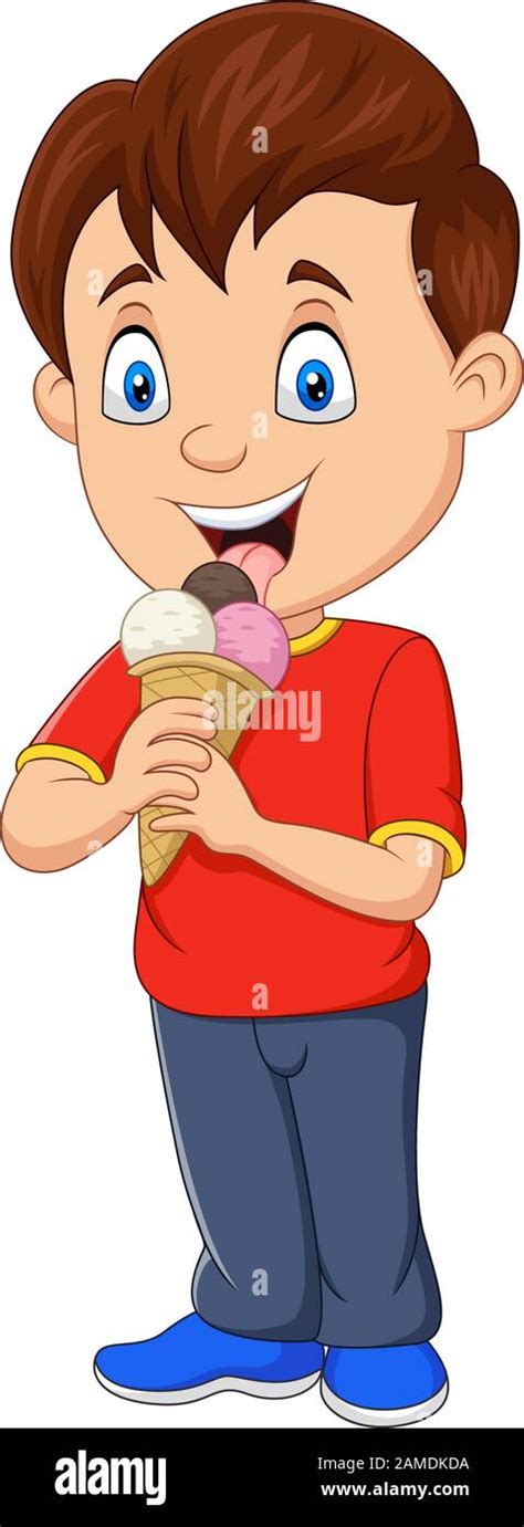 Cartoon Boy Eating Ice Cream Stock Vector Image And Art Alamy