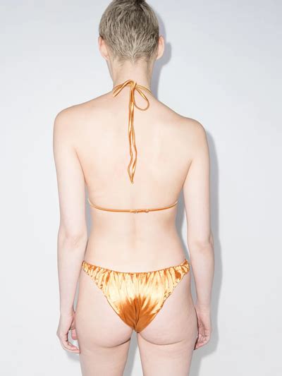 Isa Boulder Flash Ruched Triangle Bikini Top In Orange Modesens