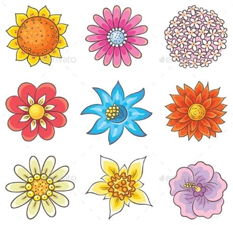 Cartoon Hand Drawn Flowers Flower Drawing Flower Doodles Simple