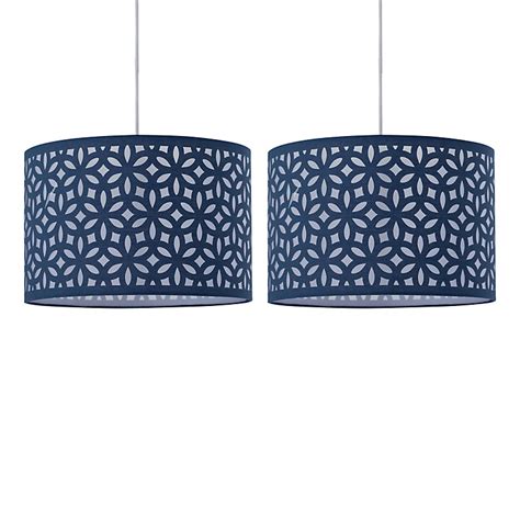 First Choice Lighting Set Of 2 Navy Blue Laser Cut 33cm Pendant Lightshades Diy At Bandq