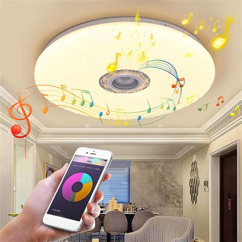60w Smart Led Ceiling Light Rgb Bluetooth Music Speaker Dimmable Lamp