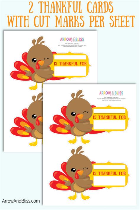 Free Thanksgiving Printable What Im Thankful For Cards Arrow And Bliss