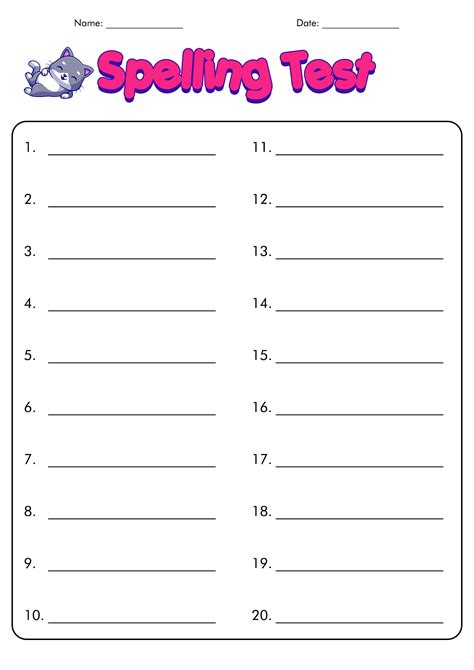 Free Printable Spelling Test Paper Get What You Need For Free