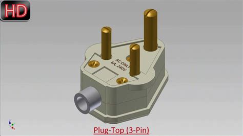 This support plug socket car is primarily for indoor use my another outlet design of power cable 2 pin plug 3d model simple geometry without texture, no dents or engravings.i add little if you prefer not to have keyed connector, use only two joints inside cover of a simple push. Plug-Top (3-Pin) (Video Tutorial) Autodesk Inventor - YouTube