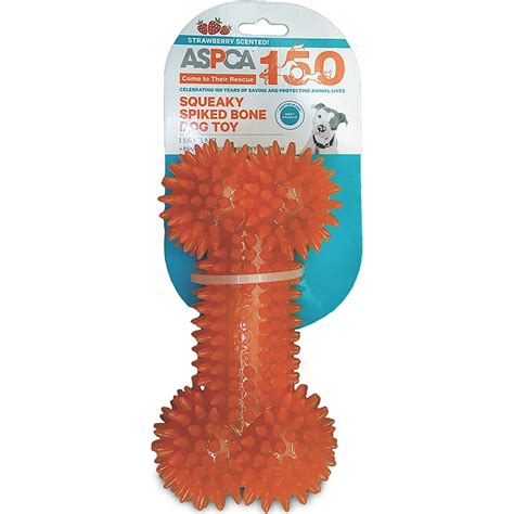 Aspca Squeaky Spiked Bone Dog Toy Large Orange