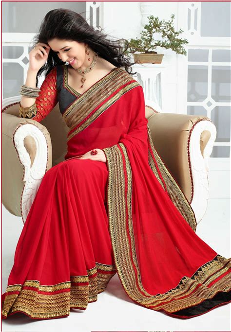 Red Chiffon Saree Saree Designs Party Wear Sarees Chiffon Saree