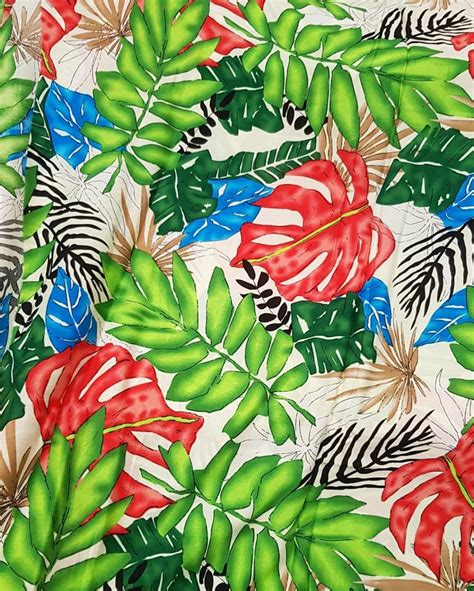 Cotton Poplin Outdoor Fabric Hawaiian Tropical Fabric By The Etsy