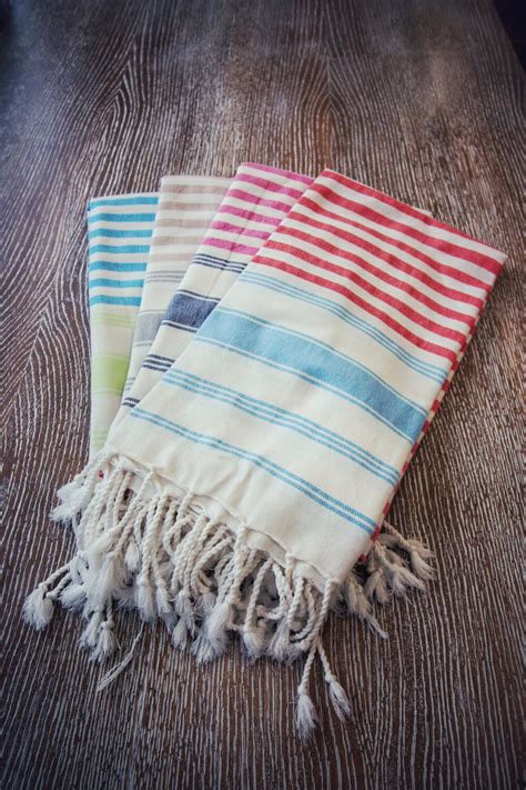 Striped Peshtemal Towel Set Of 4 Turkish Peshtemal Towel