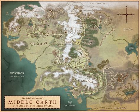 Oc Complete Map Of Lotros Middle Earth Lotro