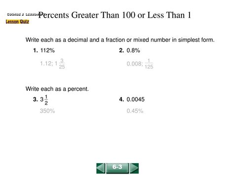 In this example, 65 percent as a fraction would be: PPT - Percents Greater Than 100 or Less Than 1 PowerPoint ...