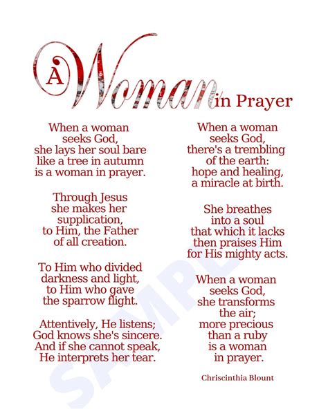 Christian Poems Praying Women Christian Printable Church Conference