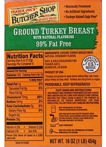 Trader Joe S Ground Turkey Breast Butcher Shop G Nutrition