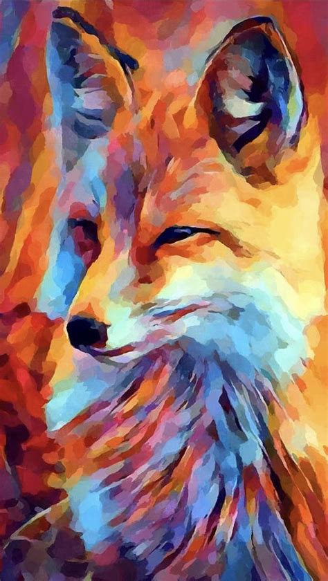 An Abstract Painting Of A Foxs Face