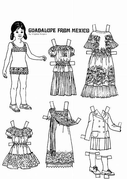 Paper Doll Dolls Mexico Magazine Mexican Coloring