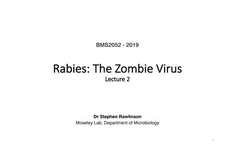 Lecture 2 Rabies Asdas Bms2052 2019 Rabies The Zombie Virus Lecture 2 Dr Stephen