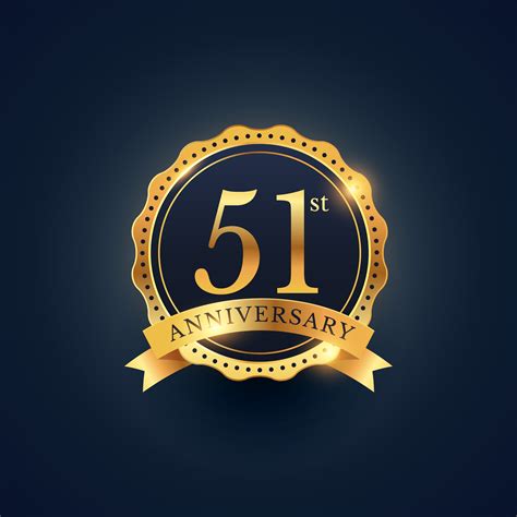 51st Anniversary Celebration Badge Label In Golden Color Download