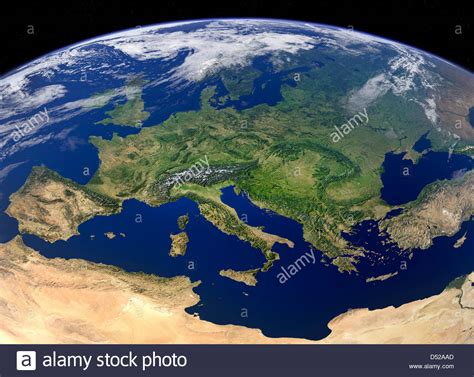 Earth View From Space Europe Stock Photo Alamy