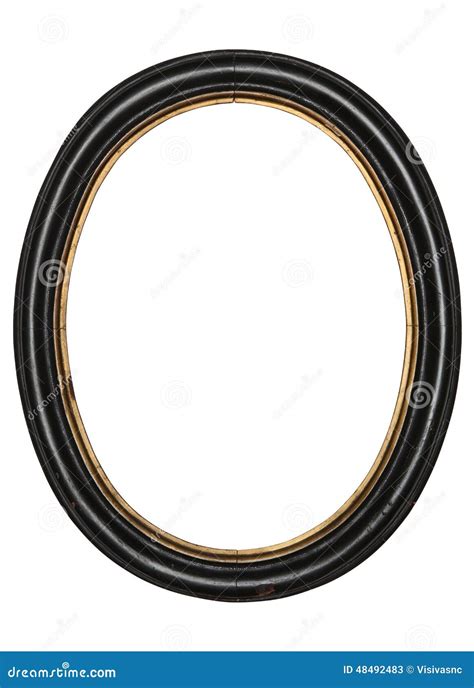 Old Oval Picture Frame Wooden Isolated White Background Stock Image