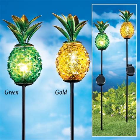 Pineapple Solar Lighted Garden Stake Outdoor Yard Decoration Green