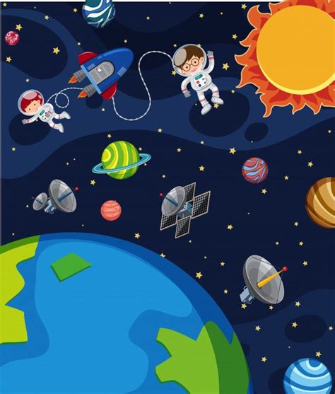 Astronauta Na Cena Do Espaço Vetor Premium Astronalta Desenho
