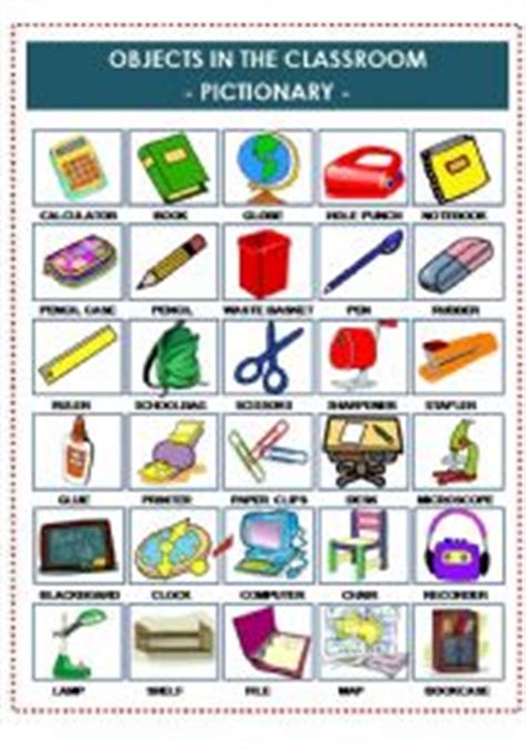 Order the classroom objects in alphabetical order. Classroom objects worksheets