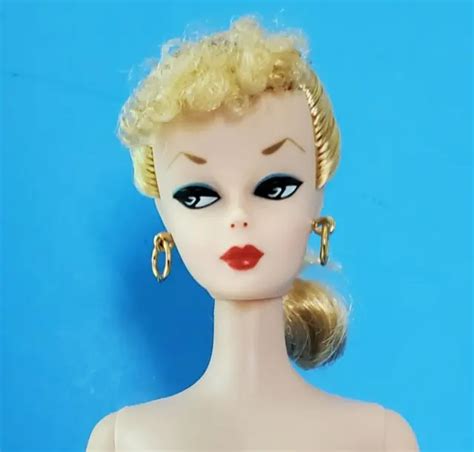 Vintage Barbie Blonde Poodle Ponytail Nude Doll White Iris Holes