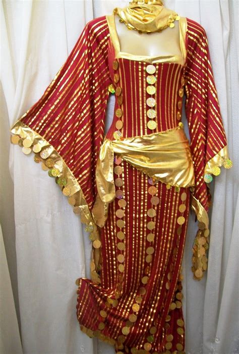 Egyptian Assuit Bright Red Vertical With Silver Dresstunicgalabeya