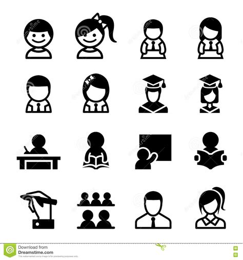 Student And Learning Icon Set Stock Illustration Illustration Of