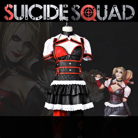 Suicide Squad Harleen Quinzel Harley Quinn Pu Leather Classic Cos Suit Cosplay Costume Halloween