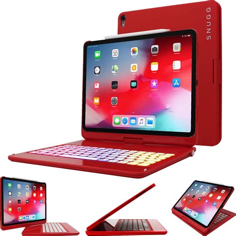 Snugg Ipad Pro 129 2018 3rd Gen Keyboard Red Backlit Wireless