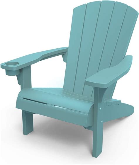 Keter Alpine Adirondack Resin Outdoor Furniture Patio Chairs With Cup