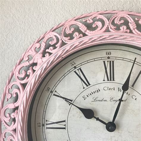 Shabby Chic Wall Clock In Pink Or Any Color Ornate Home