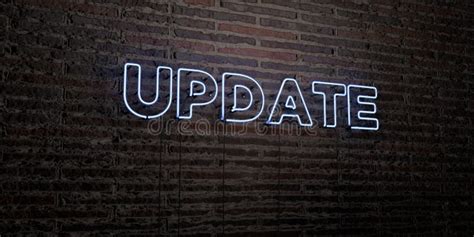 Update Realistic Neon Sign On Brick Wall Background 3d Rendered Royalty Free Stock Image