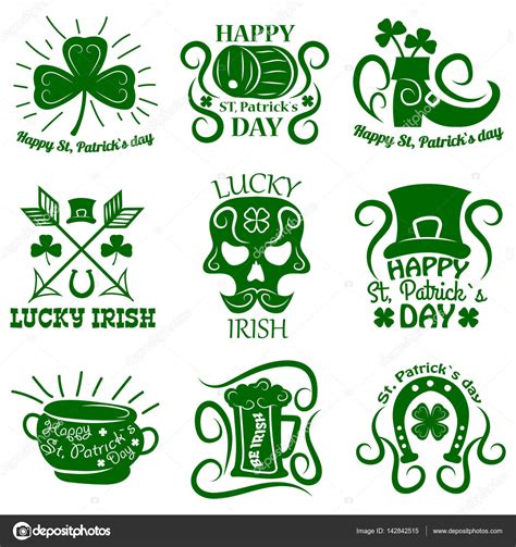 Saint Patrick Logos Set Stock Vector Image By ©sonulkaster 142842515